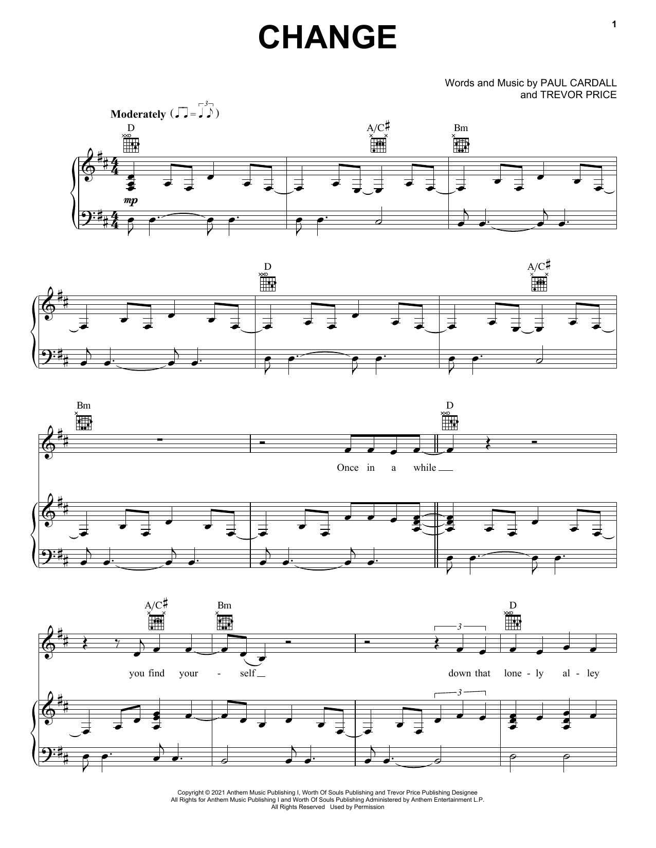Learn to play Paul Cardall and Trevor Price Change sheet music for Piano, Vocal & Guitar Chords (Right-Hand Melody) in minutes. Price: 7.8900$ Paul Cardall and Trevor Price Change sheet music notes and chords arranged for Piano, Vocal & Guitar Chords (Right-Hand Melody)