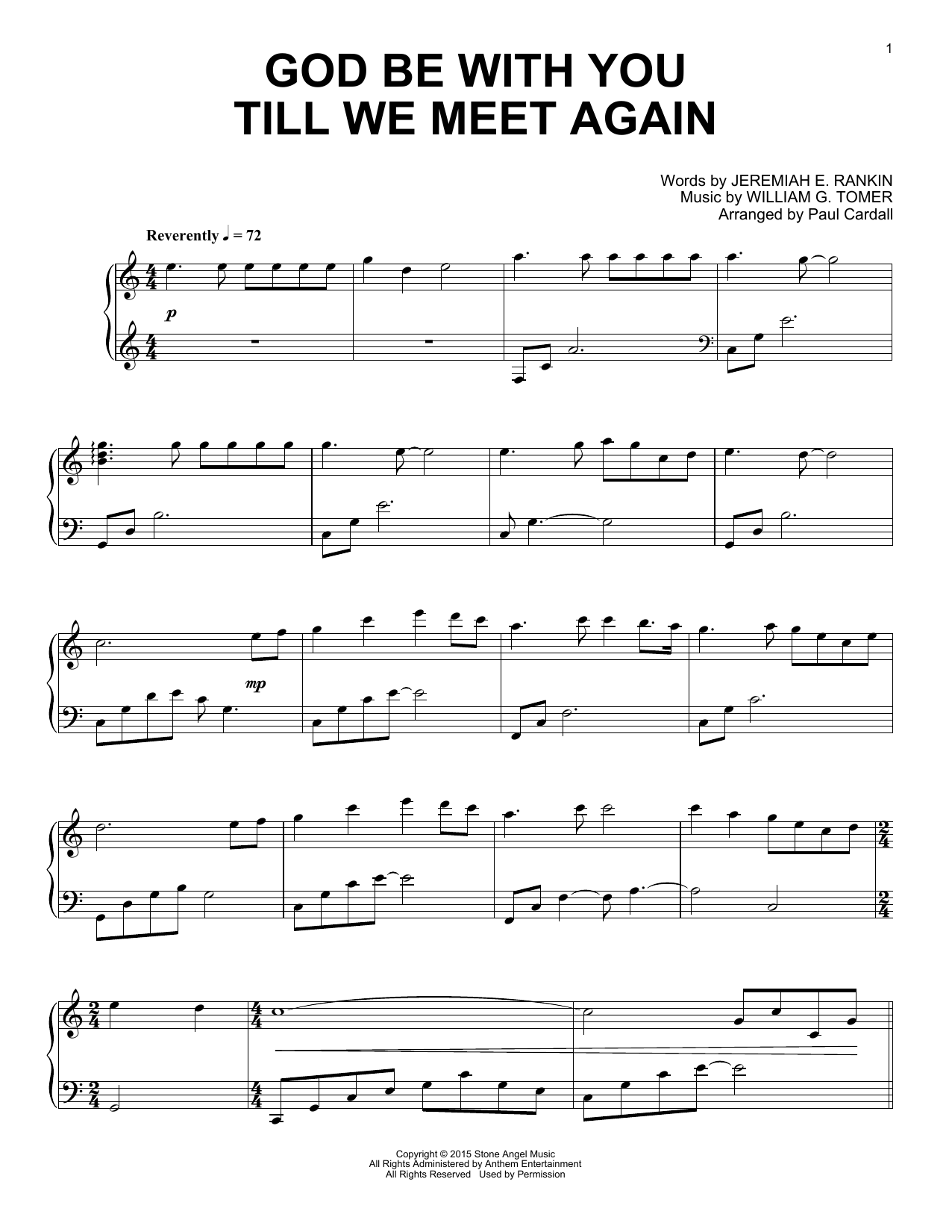 Paul Cardall God Be With You Till We Meet Again sheet music notes and chords. Download Printable PDF.