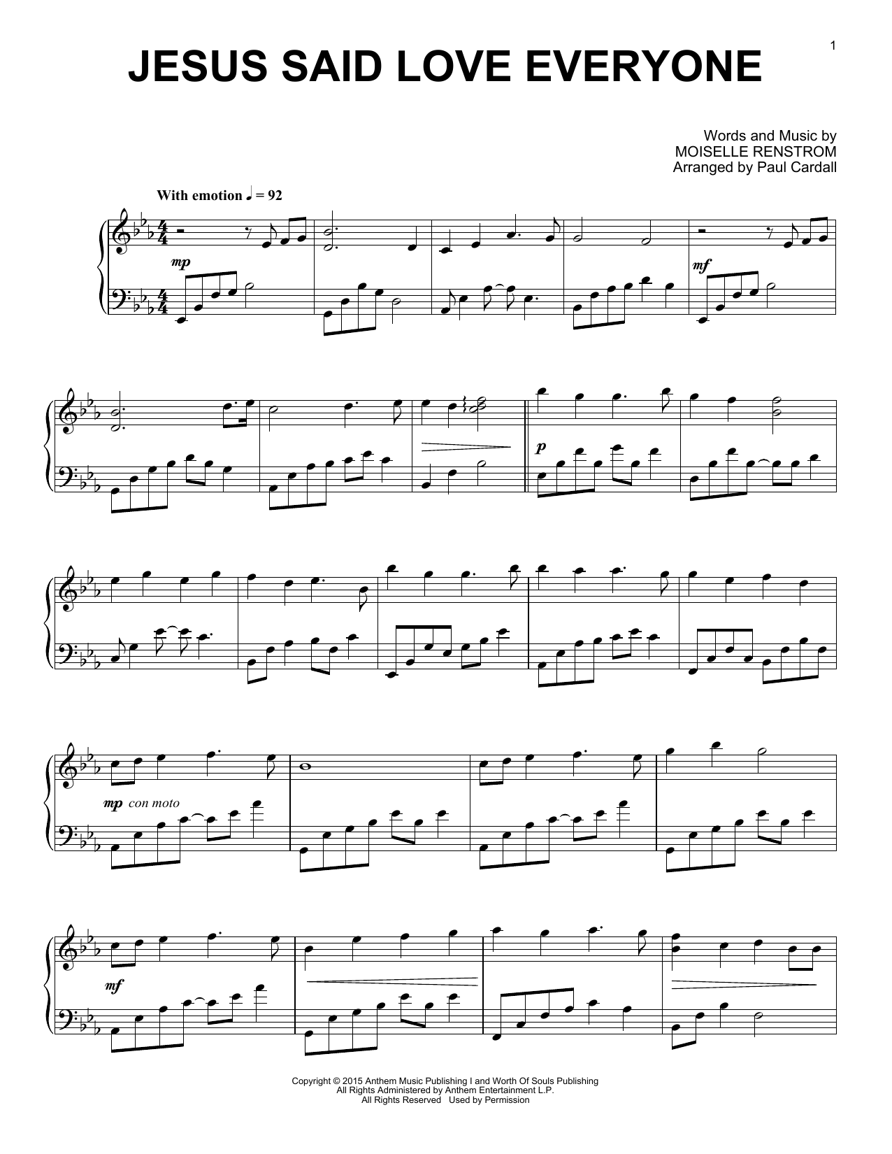 Paul Cardall Jesus Said Love Everyone sheet music notes and chords. Download Printable PDF.