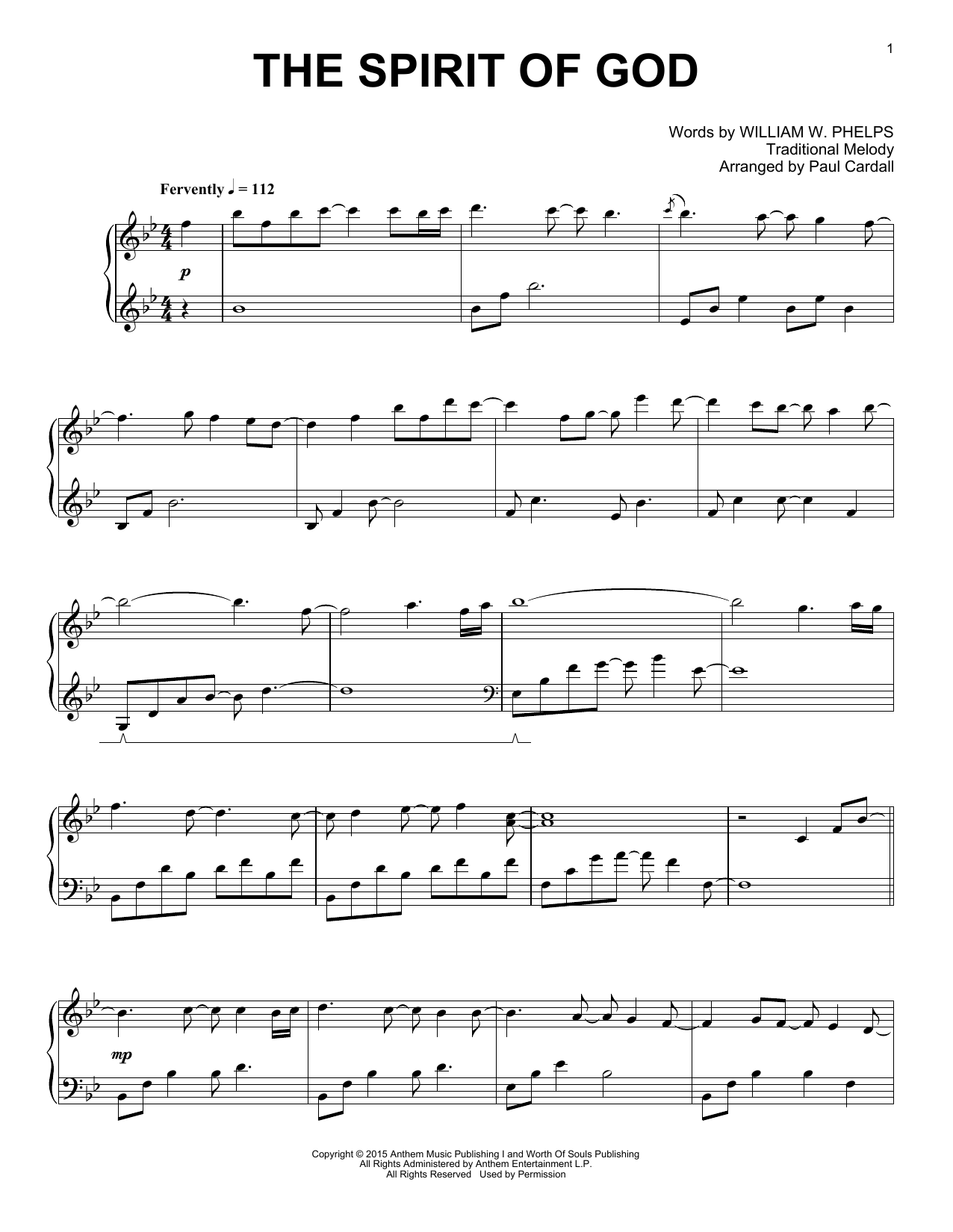 Paul Cardall The Spirit Of God sheet music notes and chords. Download Printable PDF.