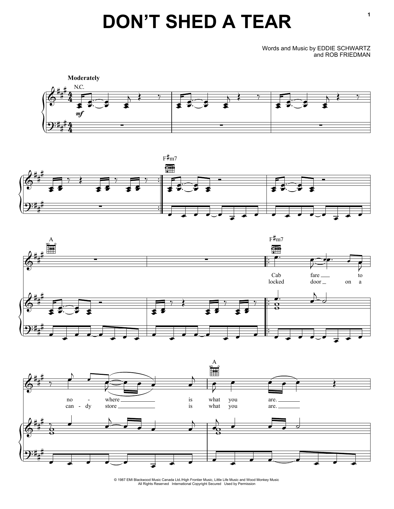 Paul Carrack Don't Shed A Tear sheet music notes and chords. Download Printable PDF.