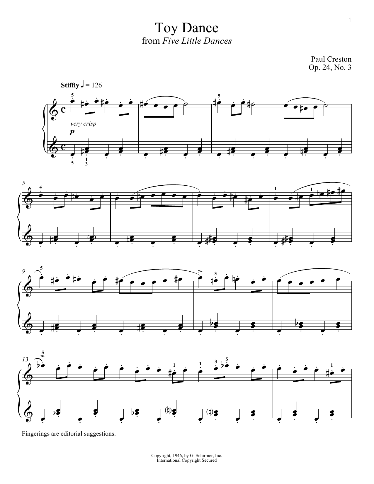 Learn to play Paul Creston Toy Dance sheet music for Piano Solo in minutes. Price: 7.8900$ Paul Creston Toy Dance sheet music notes and chords arranged for Piano Solo