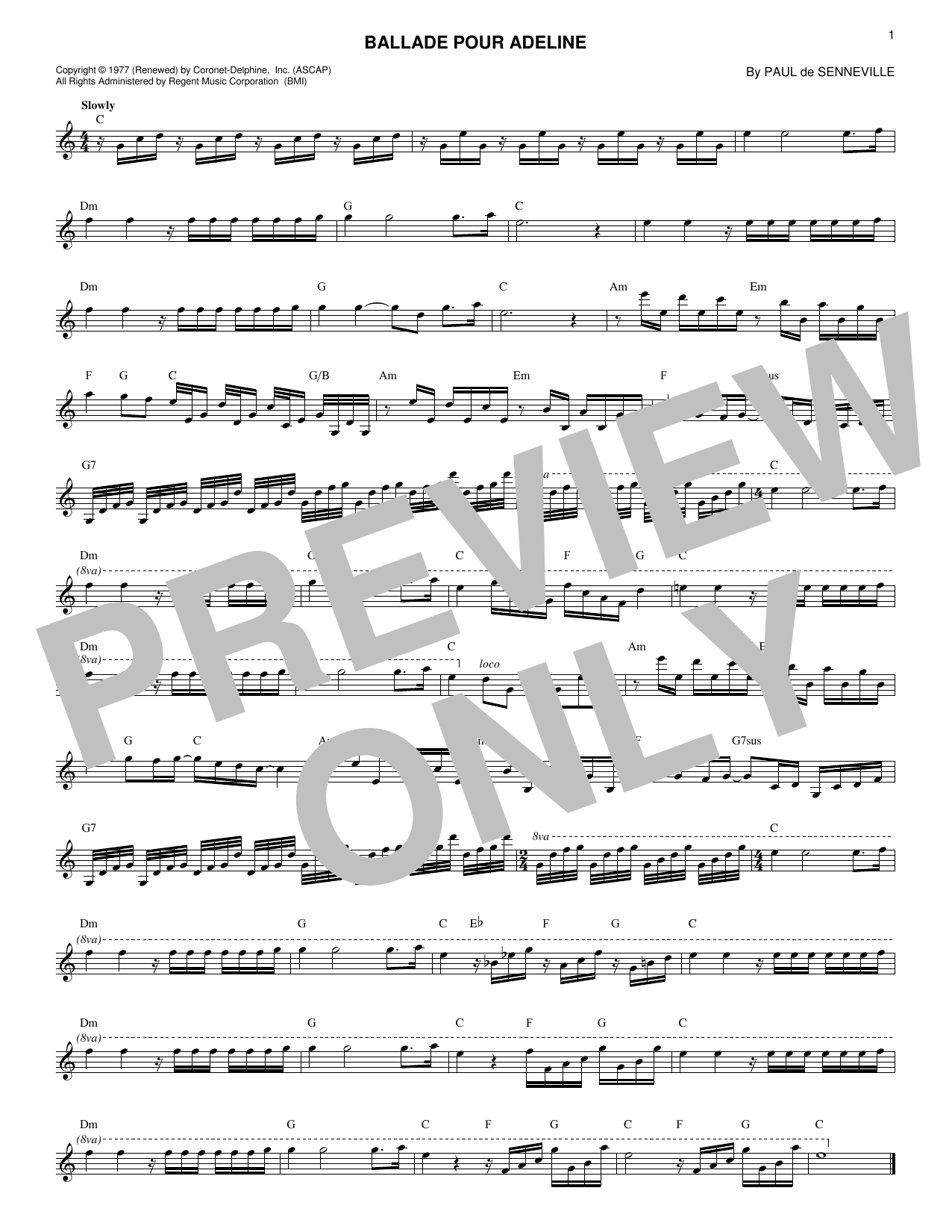 Learn to play Paul de Senneville Ballade Pour Adeline sheet music for Easy Piano Solo in minutes. Price: 6.9900$ Paul de Senneville Ballade Pour Adeline sheet music notes and chords arranged for Easy Piano Solo