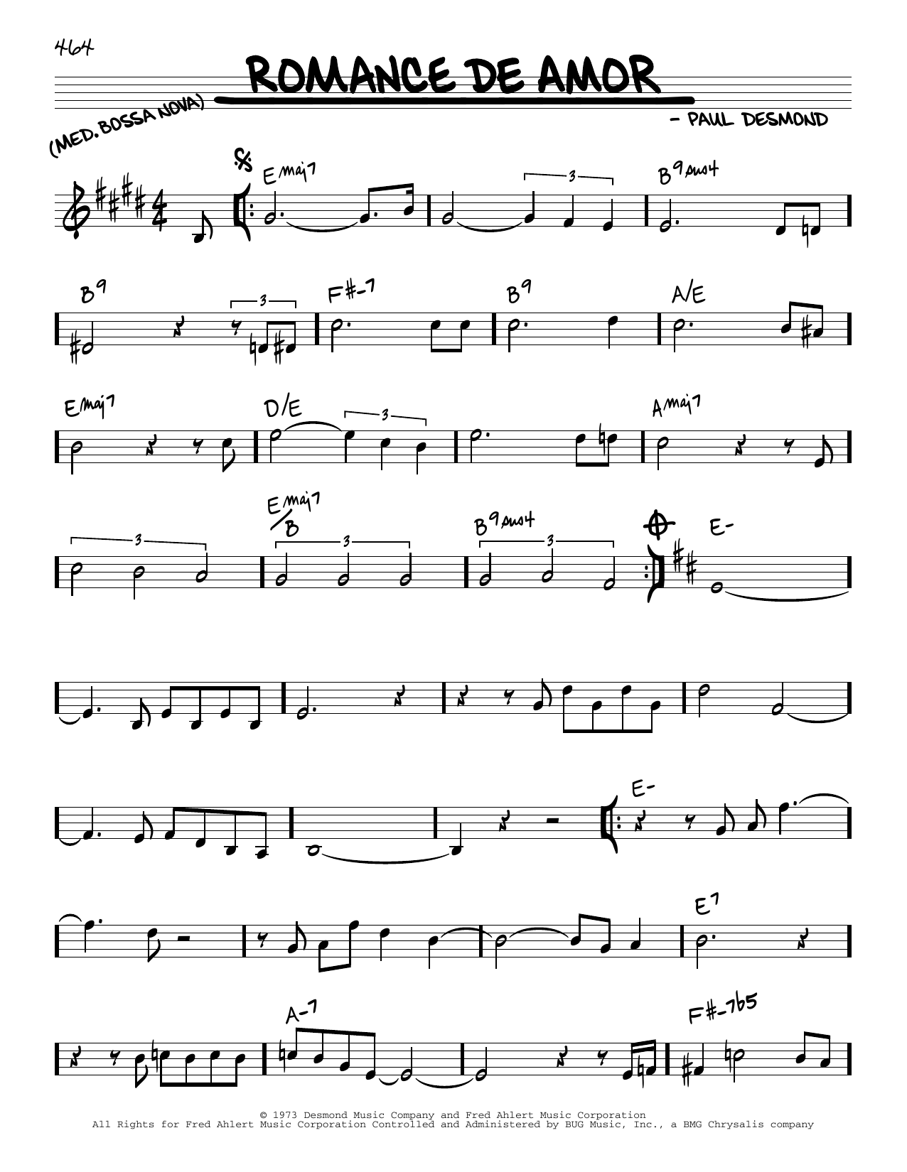 Learn to play Paul Desmond Romance de Amor sheet music for Real Book – Melody & Chords in minutes. Price: 5.9900$ Paul Desmond Romance de Amor sheet music notes and chords arranged for Real Book – Melody & Chords