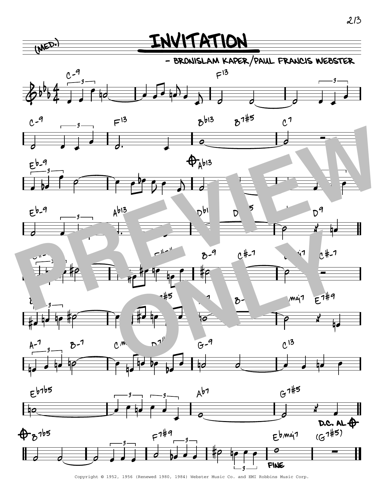 Paul Francis Webster Invitation [Reharmonized version] (arr. Jack Grassel) sheet music notes and chords arranged for Real Book – Melody & Chords