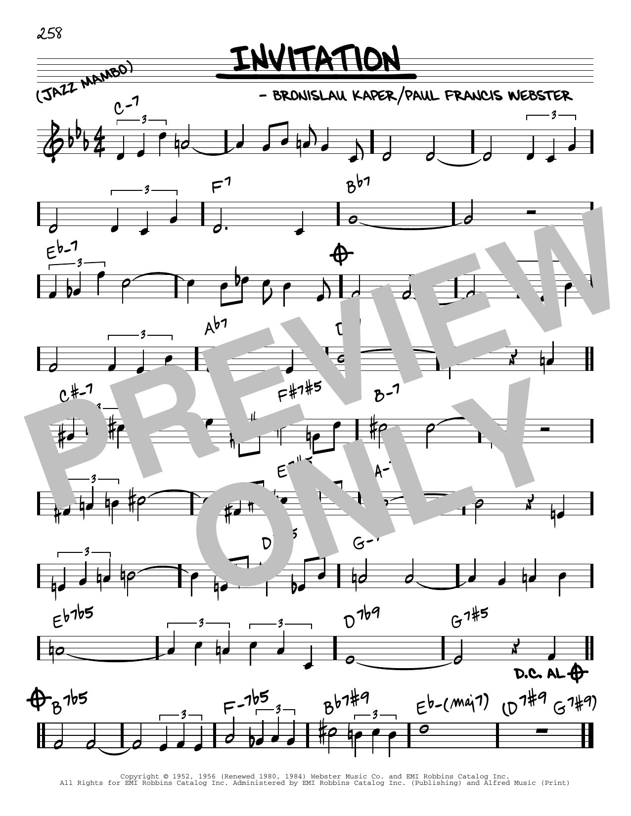 Paul Francis Webster Invitation sheet music notes and chords. Download Printable PDF.