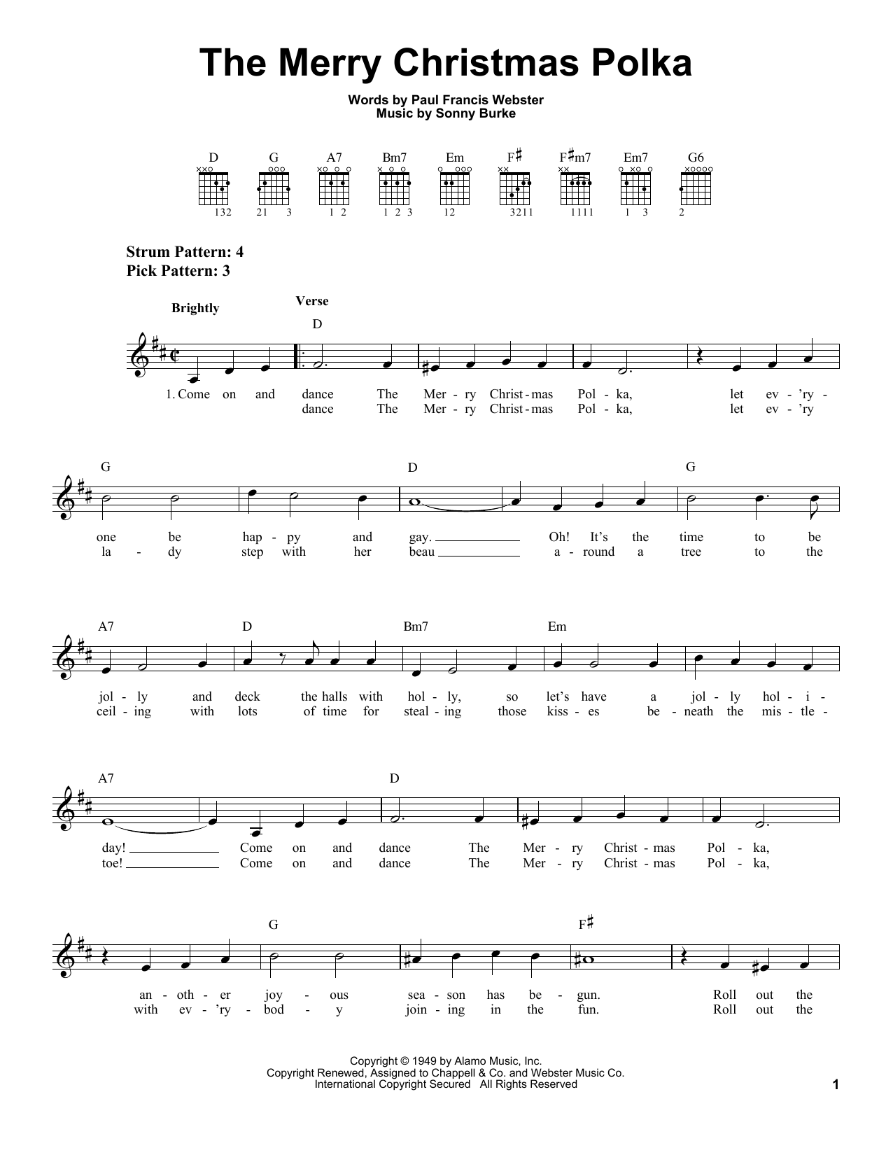 Paul Francis Webster The Merry Christmas Polka sheet music notes and chords. Download Printable PDF.