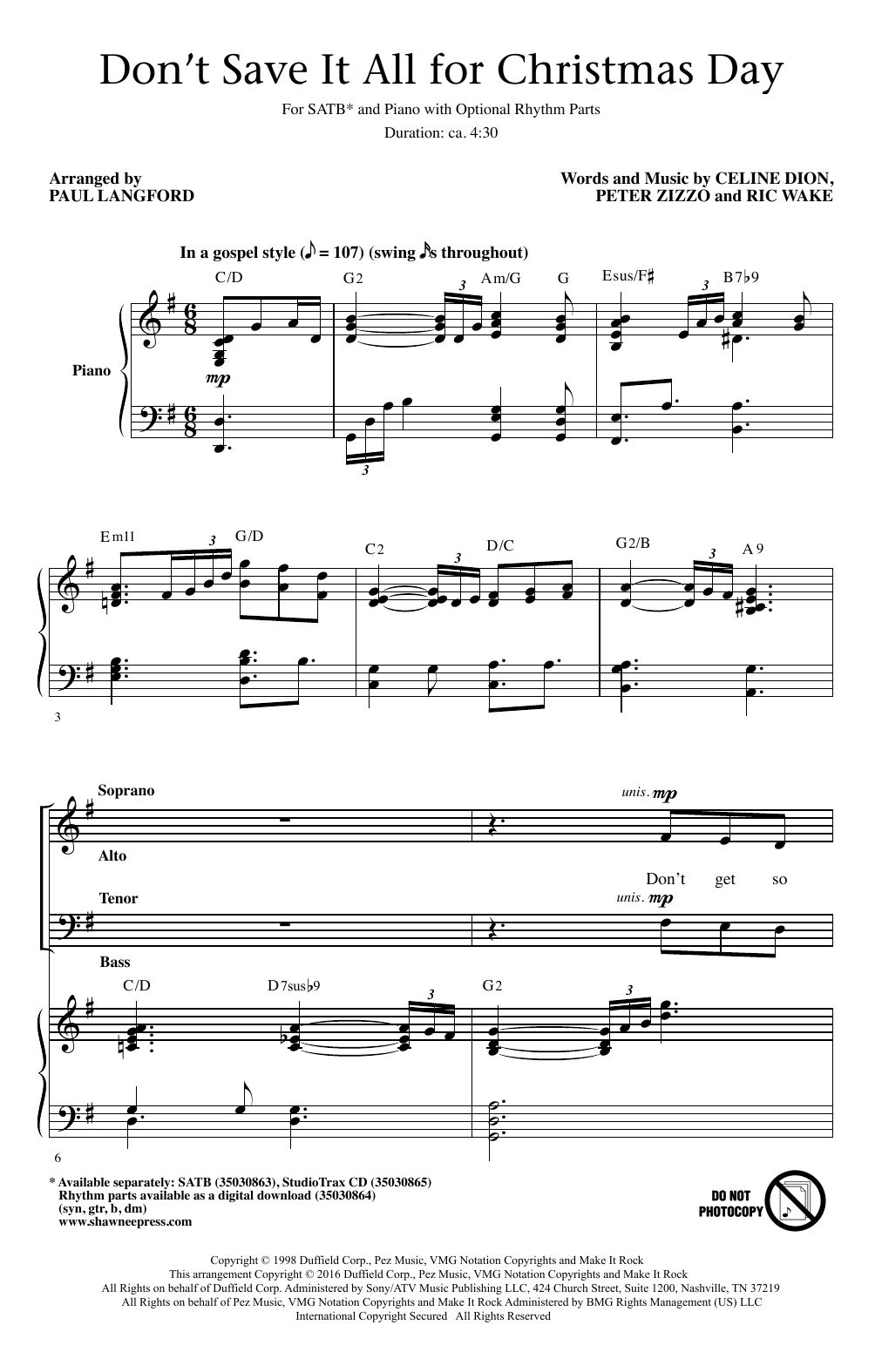 Paul Langford Don't Save It All For Christmas Day sheet music notes and chords. Download Printable PDF.