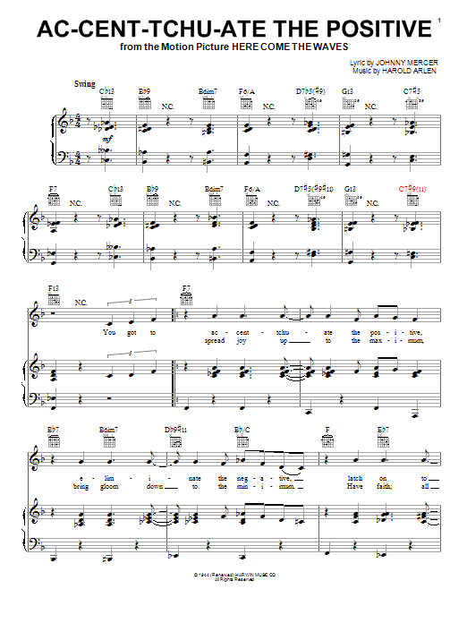 Paul McCartney Ac-cent-tchu-ate The Positive sheet music notes and chords. Download Printable PDF.