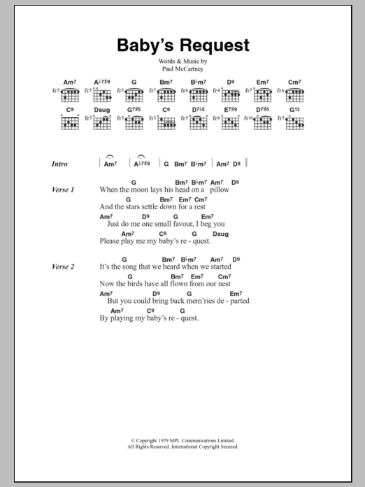 Paul McCartney Baby's Request sheet music notes and chords. Download Printable PDF.