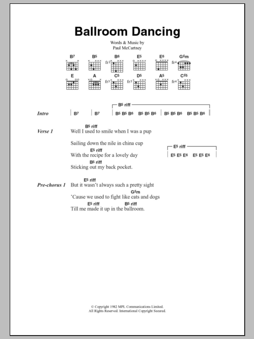 Paul McCartney Ballroom Dancing sheet music notes and chords. Download Printable PDF.