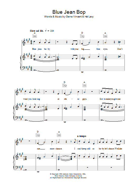 Learn to play Paul McCartney Blue Jean Bop sheet music for Piano, Vocal & Guitar Chords in minutes. Price: 7.8900$ Paul McCartney Blue Jean Bop sheet music notes and chords arranged for Piano, Vocal & Guitar Chords