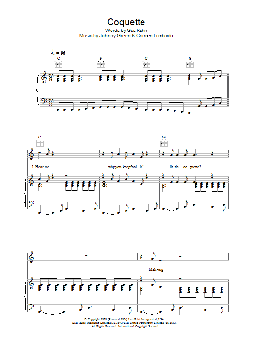 Learn to play Paul McCartney Coquette sheet music for Piano, Vocal & Guitar Chords in minutes. Price: 7.8900$ Paul McCartney Coquette sheet music notes and chords arranged for Piano, Vocal & Guitar Chords