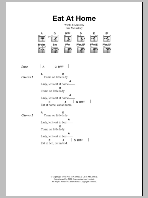 Paul McCartney Eat At Home sheet music notes and chords. Download Printable PDF.