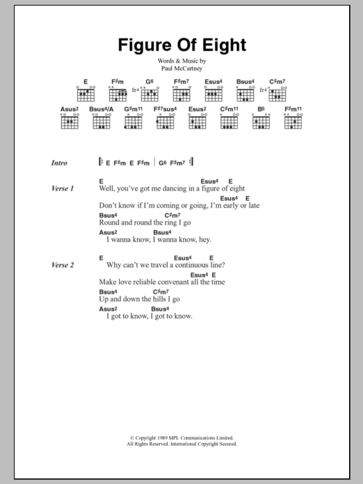 Paul McCartney Figure Of Eight sheet music notes and chords. Download Printable PDF.