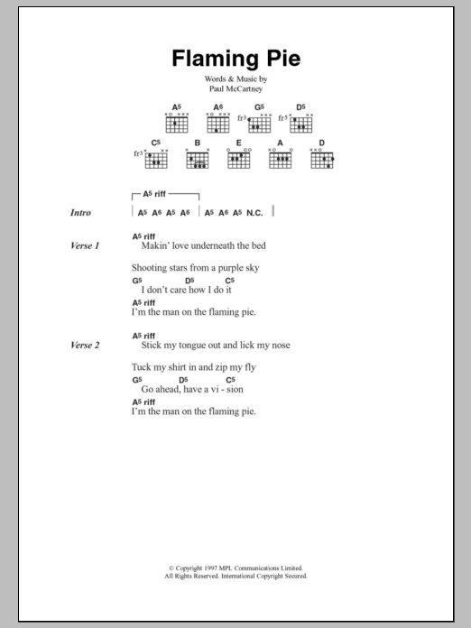 Paul McCartney Flaming Pie sheet music notes and chords. Download Printable PDF.