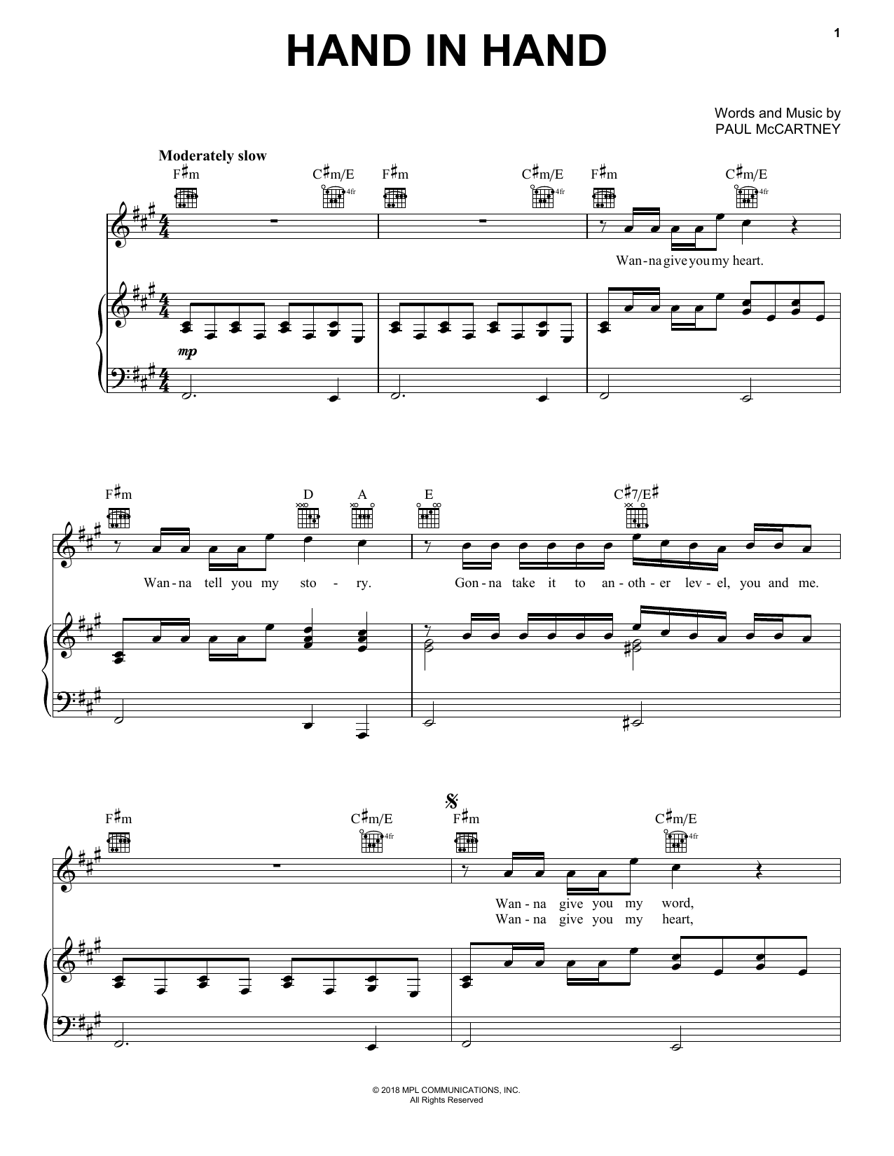 Learn to play Paul McCartney Hand In Hand sheet music for Piano, Vocal & Guitar Chords (Right-Hand Melody) in minutes. Price: 7.8900$ Paul McCartney Hand In Hand sheet music notes and chords arranged for Piano, Vocal & Guitar Chords (Right-Hand Melody)