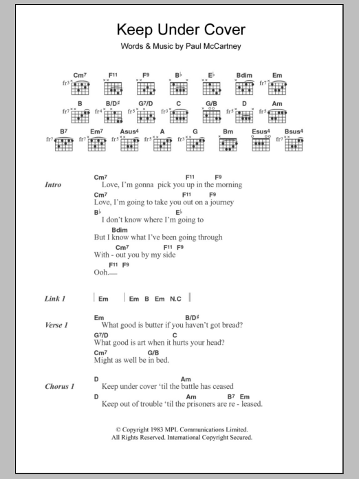 Paul McCartney Keep Under Cover sheet music notes and chords. Download Printable PDF.