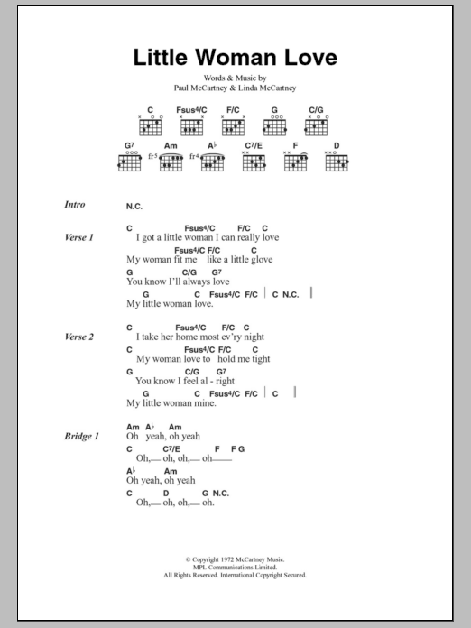 Paul McCartney & Wings Little Woman Love sheet music notes and chords. Download Printable PDF.