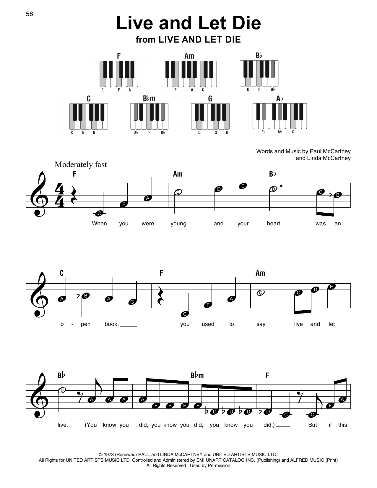 Paul McCartney Live And Let Die sheet music notes and chords. Download Printable PDF.