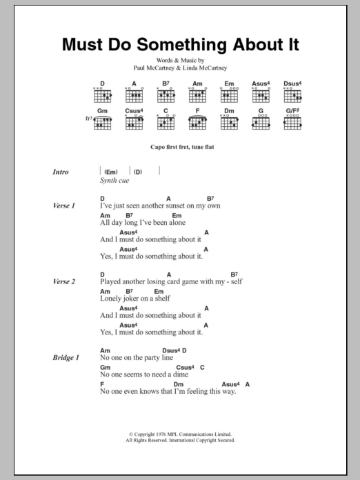 Paul McCartney & Wings Must Do Something About It sheet music notes and chords. Download Printable PDF.