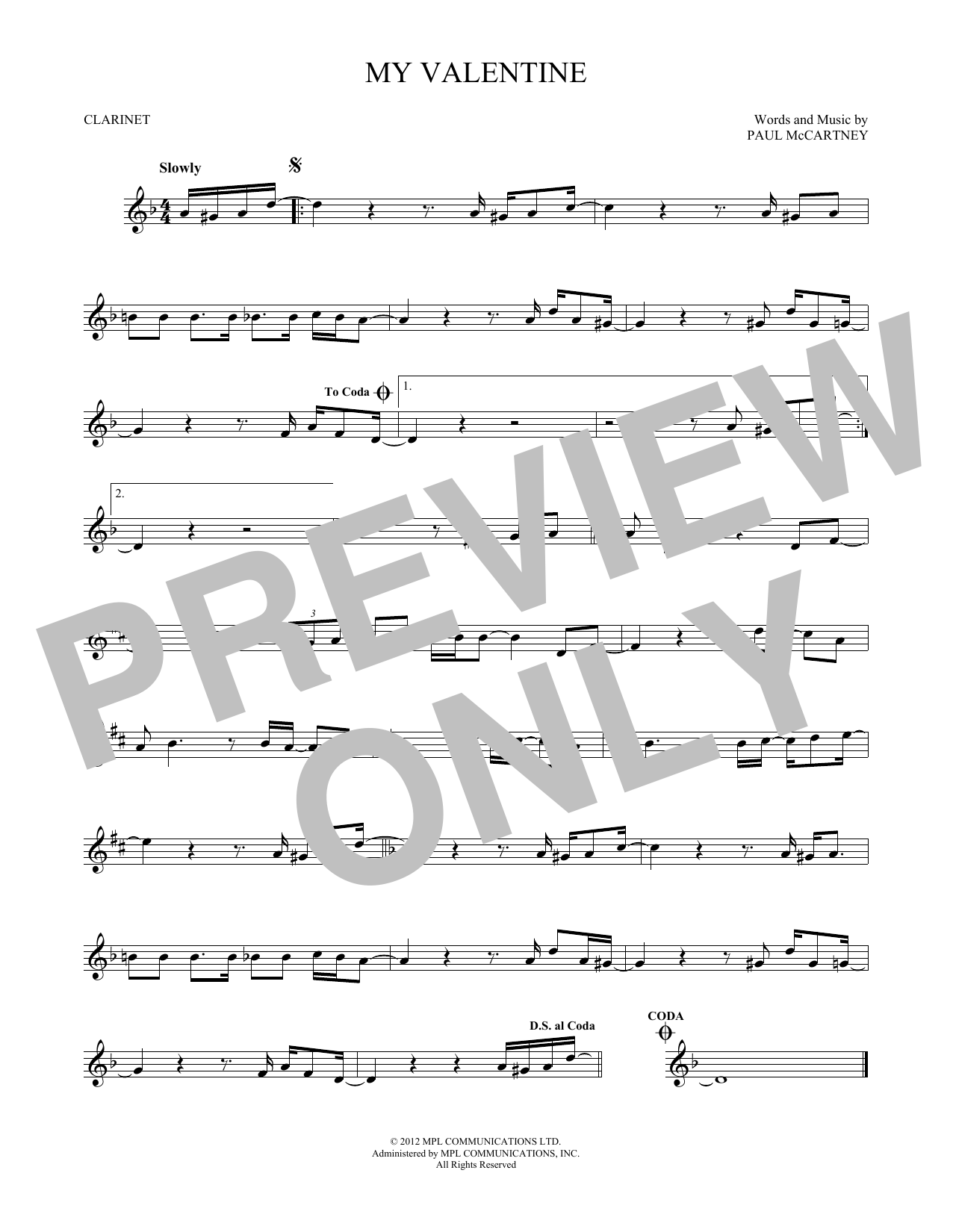 Paul McCartney My Valentine sheet music notes and chords arranged for Tenor Sax Solo