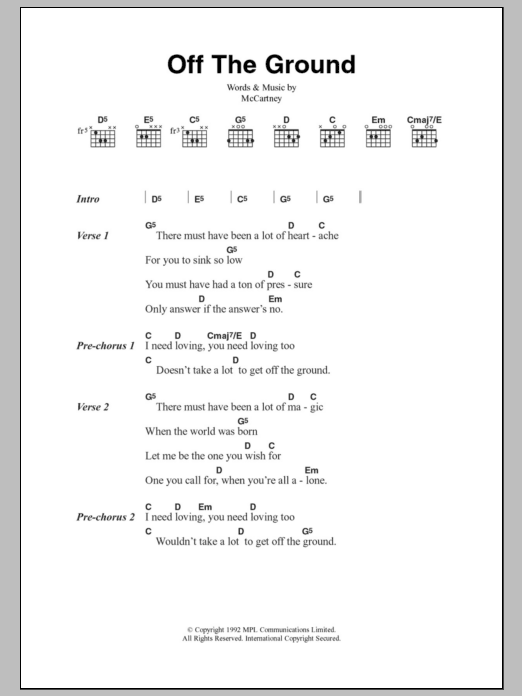 Paul McCartney Off The Ground sheet music notes and chords. Download Printable PDF.