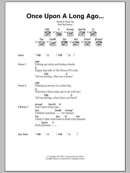 Paul McCartney Once Upon A Long Ago... sheet music notes and chords. Download Printable PDF.