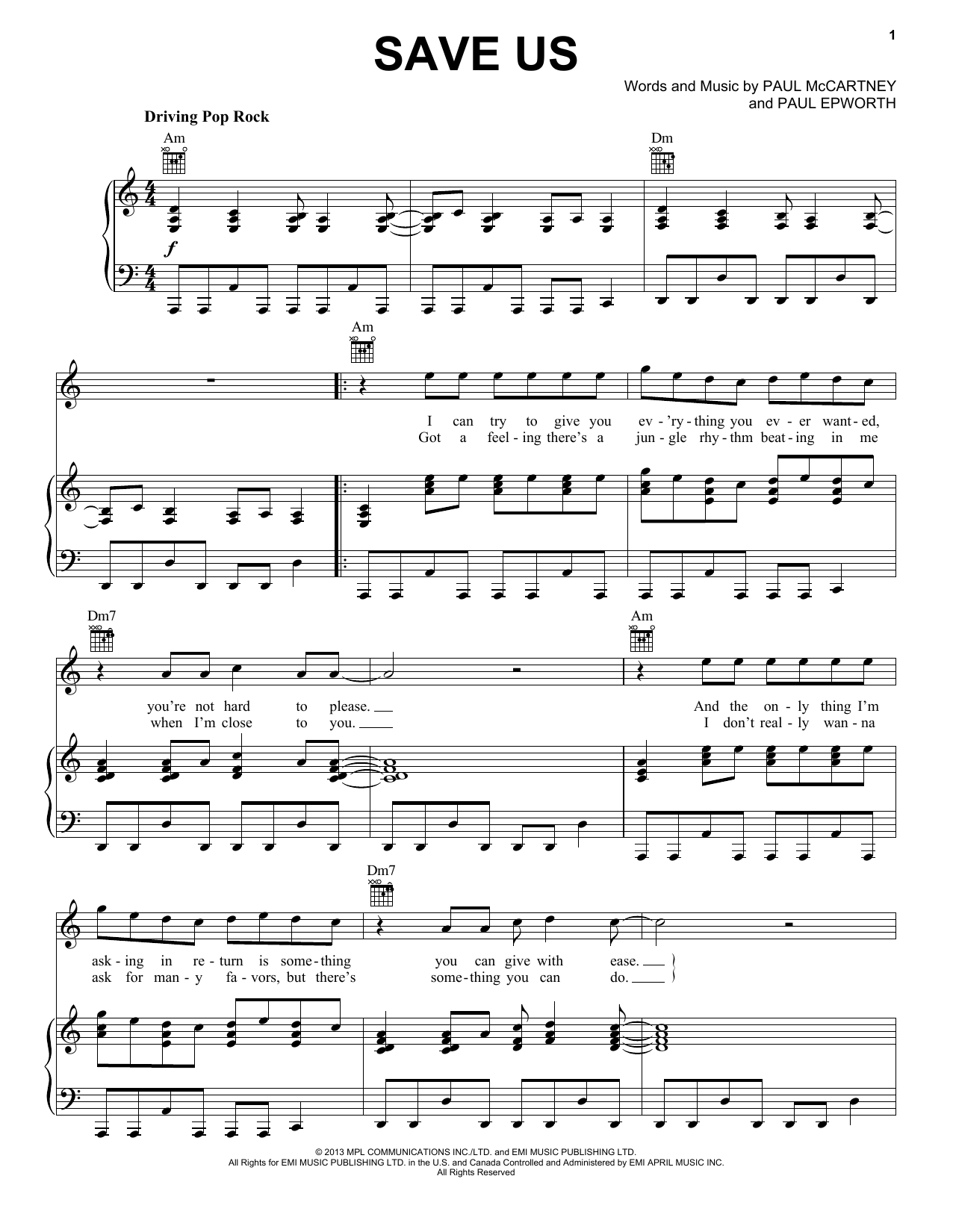 Learn to play Paul McCartney Save Us sheet music for Piano, Vocal & Guitar Chords (Right-Hand Melody) in minutes. Price: 7.8900$ Paul McCartney Save Us sheet music notes and chords arranged for Piano, Vocal & Guitar Chords (Right-Hand Melody)