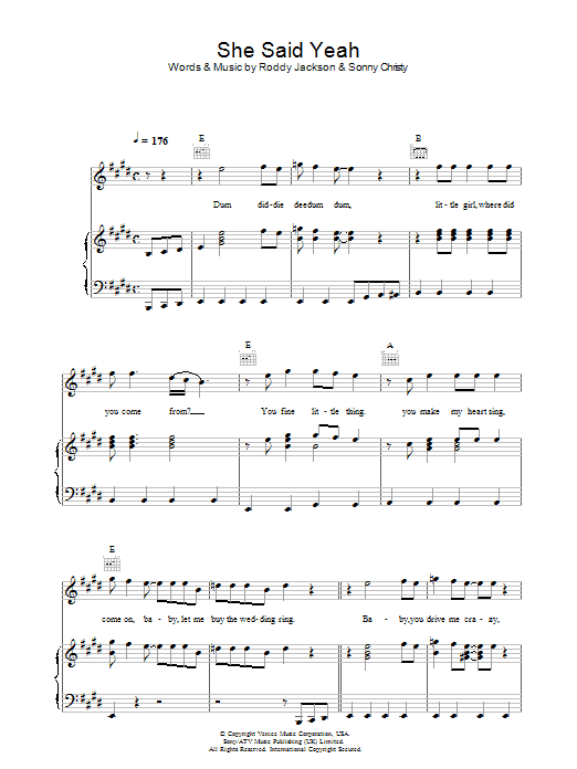 Paul McCartney She Said Yeah sheet music notes and chords arranged for Piano, Vocal & Guitar Chords