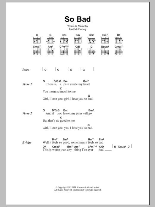 Paul McCartney So Bad sheet music notes and chords. Download Printable PDF.