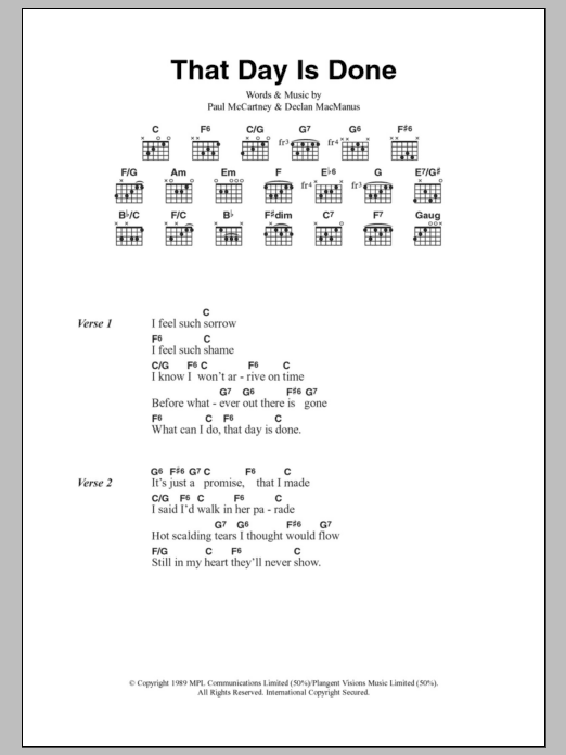 Paul McCartney That Day Is Done sheet music notes and chords. Download Printable PDF.