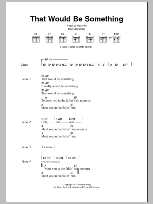 Paul McCartney That Would Be Something sheet music notes and chords. Download Printable PDF.