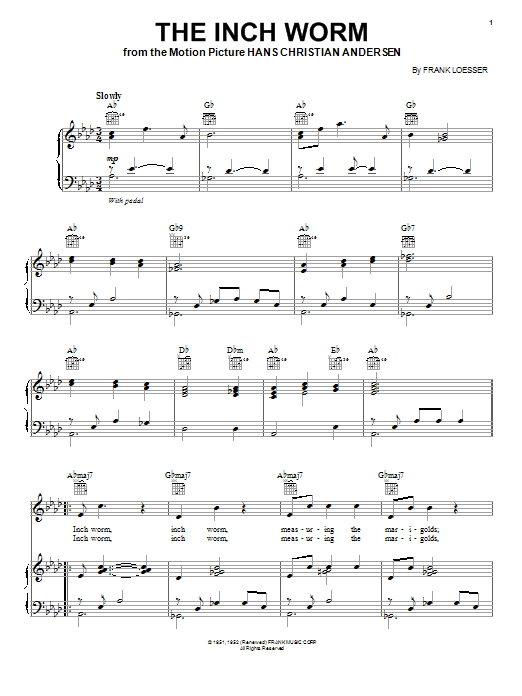 Learn to play Paul McCartney The Inch Worm sheet music for Piano, Vocal & Guitar Chords (Right-Hand Melody) in minutes. Price: 7.8900$ Paul McCartney The Inch Worm sheet music notes and chords arranged for Piano, Vocal & Guitar Chords (Right-Hand Melody)
