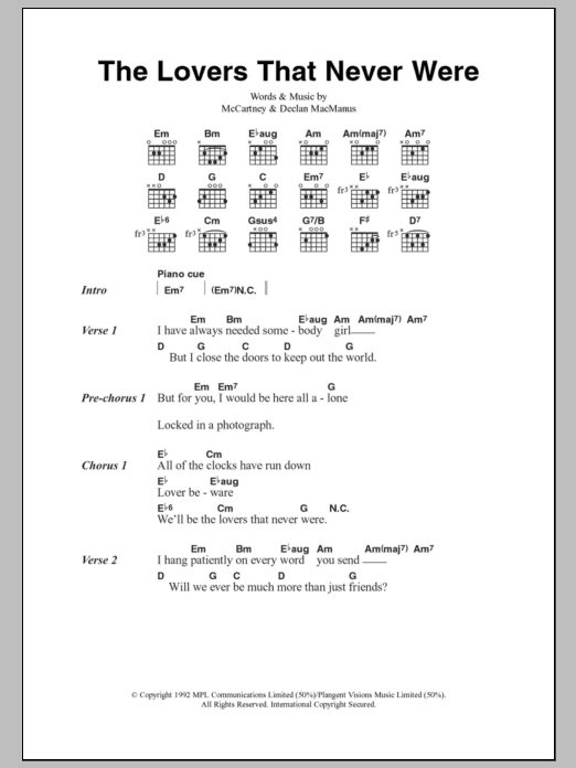 Paul McCartney The Lovers That Never Were sheet music notes and chords. Download Printable PDF.