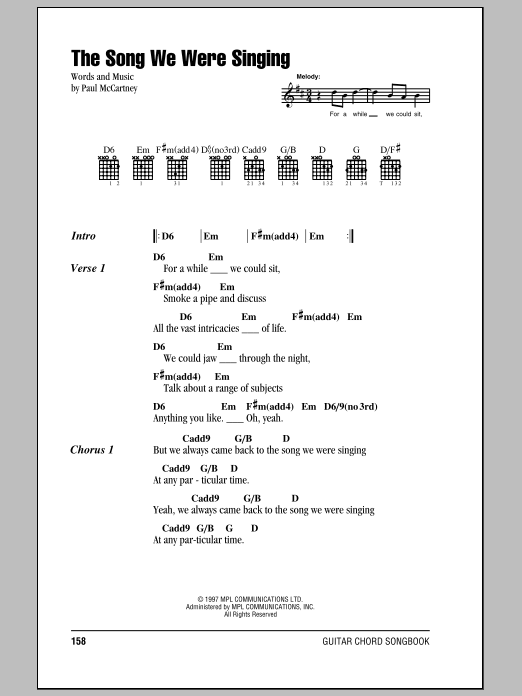 Paul McCartney The Song We Were Singing sheet music notes and chords. Download Printable PDF.