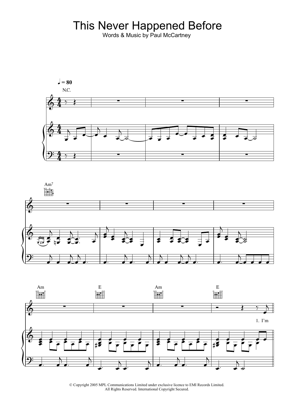 Paul McCartney This Never Happened Before sheet music notes and chords. Download Printable PDF.