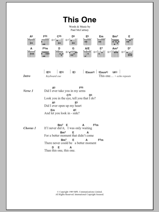 Paul McCartney This One sheet music notes and chords. Download Printable PDF.