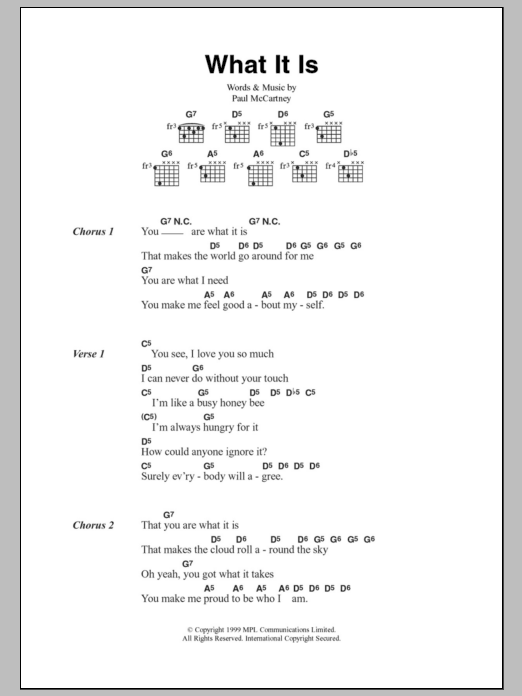 Paul McCartney What It Is sheet music notes and chords. Download Printable PDF.