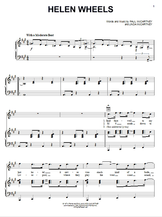 Learn to play Paul McCartney & Wings Helen Wheels sheet music for Piano, Vocal & Guitar Chords (Right-Hand Melody) in minutes. Price: 6.9900$ Paul McCartney & Wings Helen Wheels sheet music notes and chords arranged for Piano, Vocal & Guitar Chords (Right-Hand Melody)