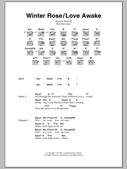 Paul McCartney & Wings Winter Rose/Love Awake sheet music notes and chords. Download Printable PDF.