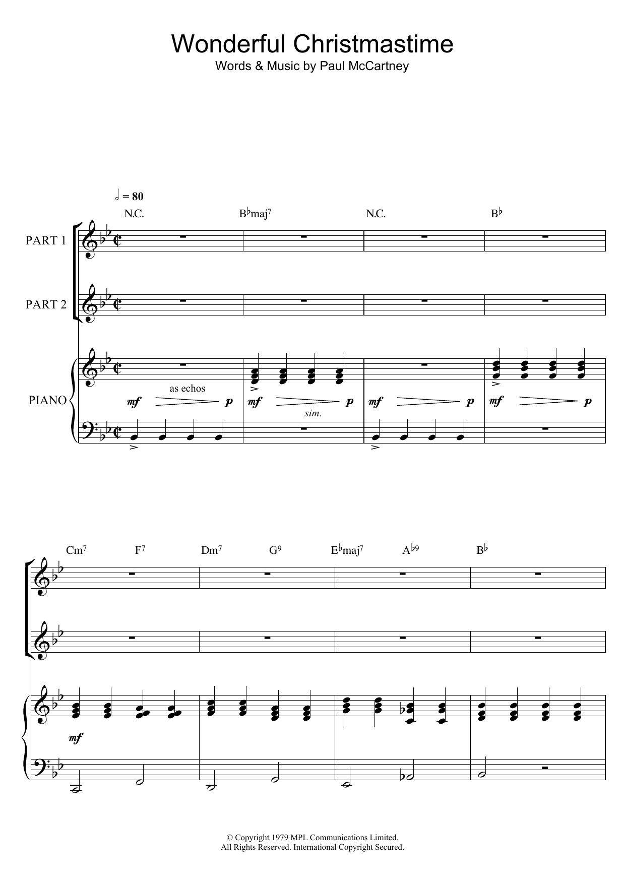 Paul McCartney Wonderful Christmastime (arr. Rick Hein) sheet music notes and chords. Download Printable PDF.