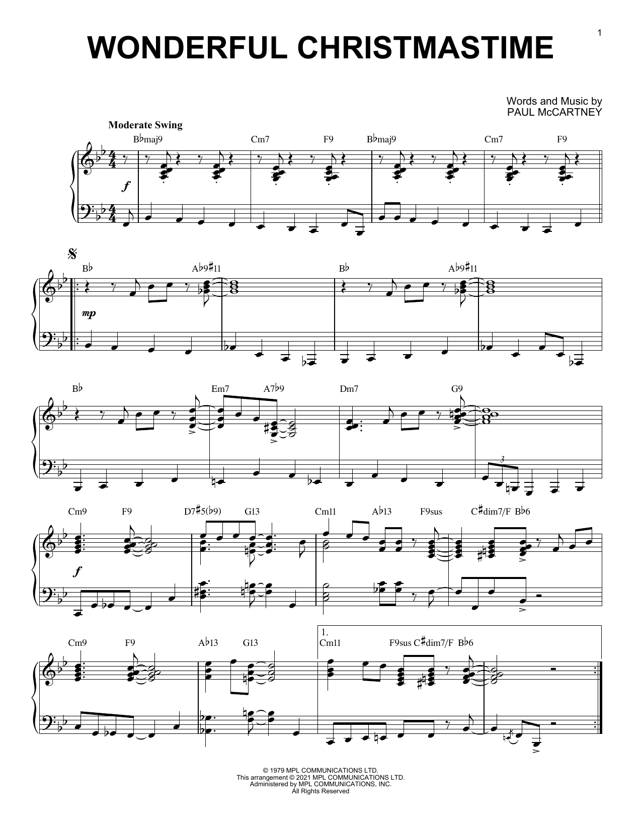 Paul McCartney Wonderful Christmastime [Jazz version] (arr. Brent Edstrom) sheet music notes and chords. Download Printable PDF.