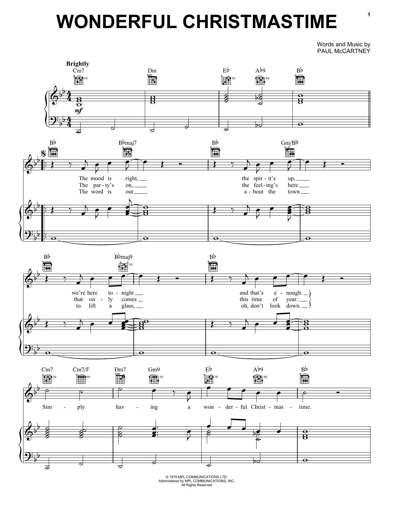 Paul McCartney Wonderful Christmastime sheet music notes and chords arranged for French Horn Solo