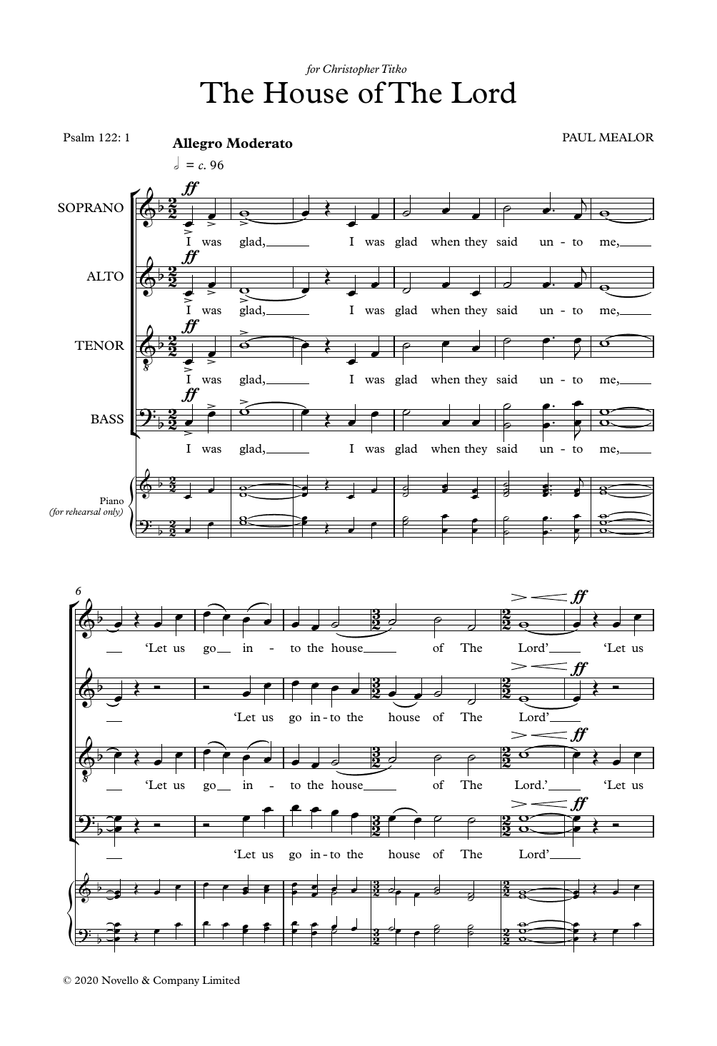 Learn to play Paul Mealor The House Of The Lord sheet music for SATB Choir in minutes. Price: 3.7900$ Paul Mealor The House Of The Lord sheet music notes and chords arranged for SATB Choir