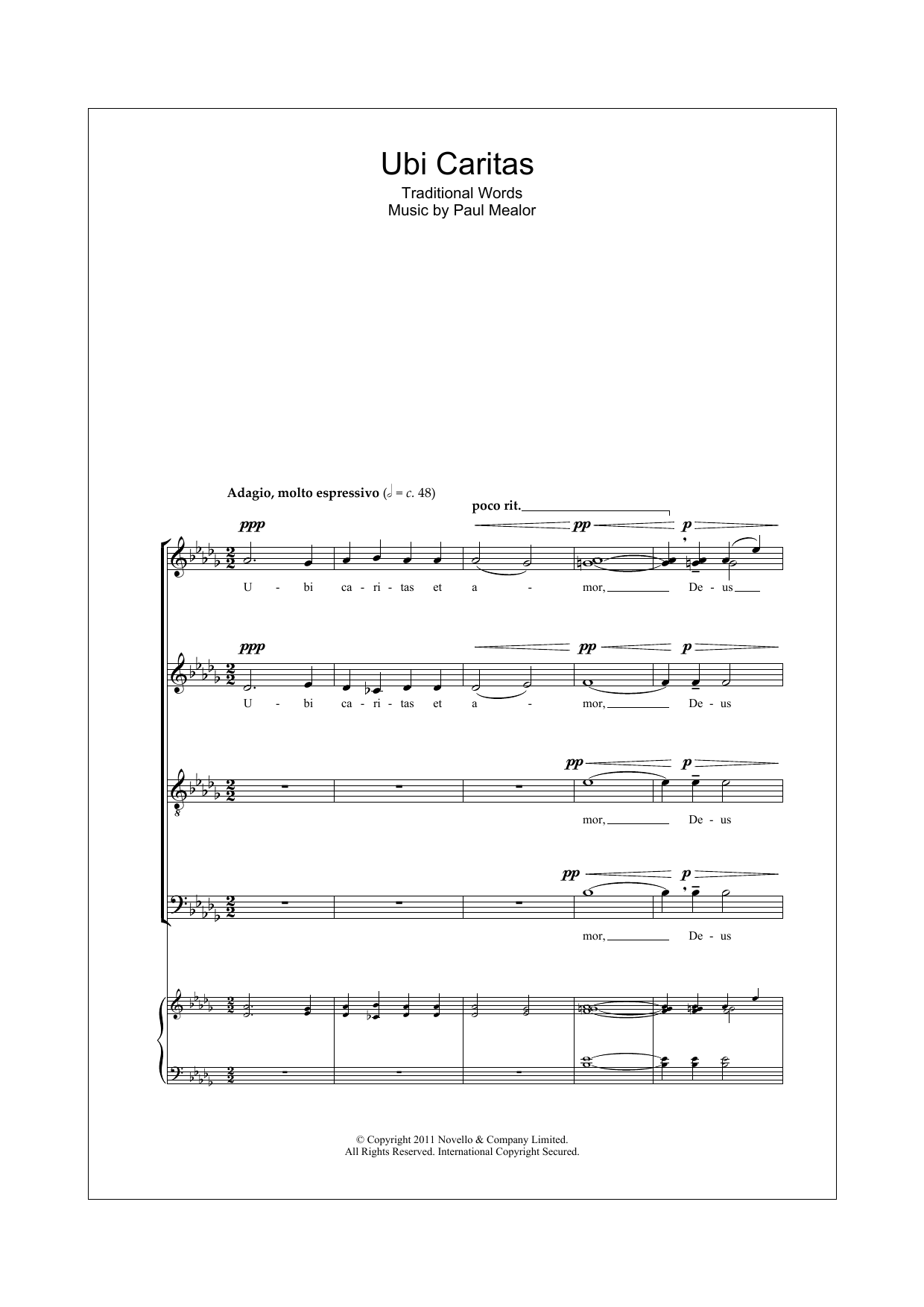 Paul Mealor Ubi Caritas sheet music notes and chords. Download Printable PDF.