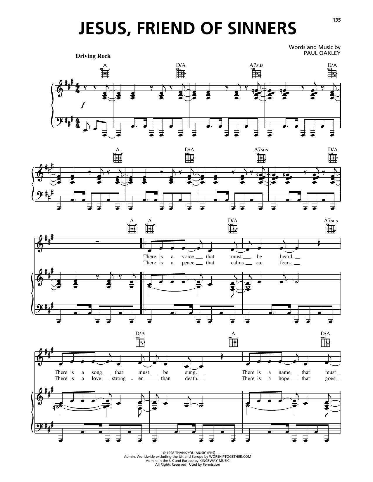 Paul Oakley Jesus, Friend Of Sinners sheet music notes and chords arranged for Piano, Vocal & Guitar Chords (Right-Hand Melody)