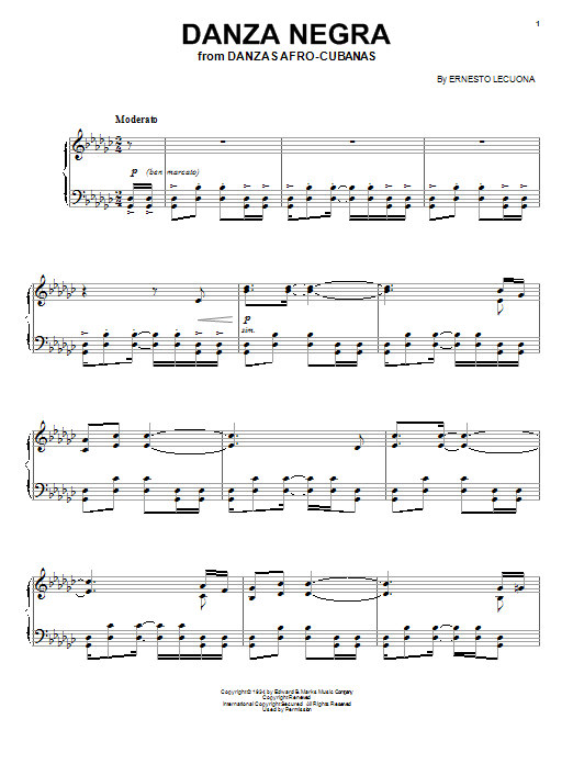 Paul Posnak Danza Negra sheet music notes and chords arranged for Piano & Vocal