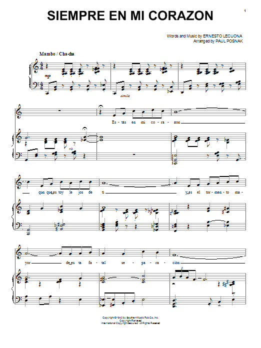 Learn to play Paul Posnak Siempre En Mi Corazon sheet music for Piano & Vocal in minutes. Price: 7.8900$ Paul Posnak Siempre En Mi Corazon sheet music notes and chords arranged for Piano & Vocal