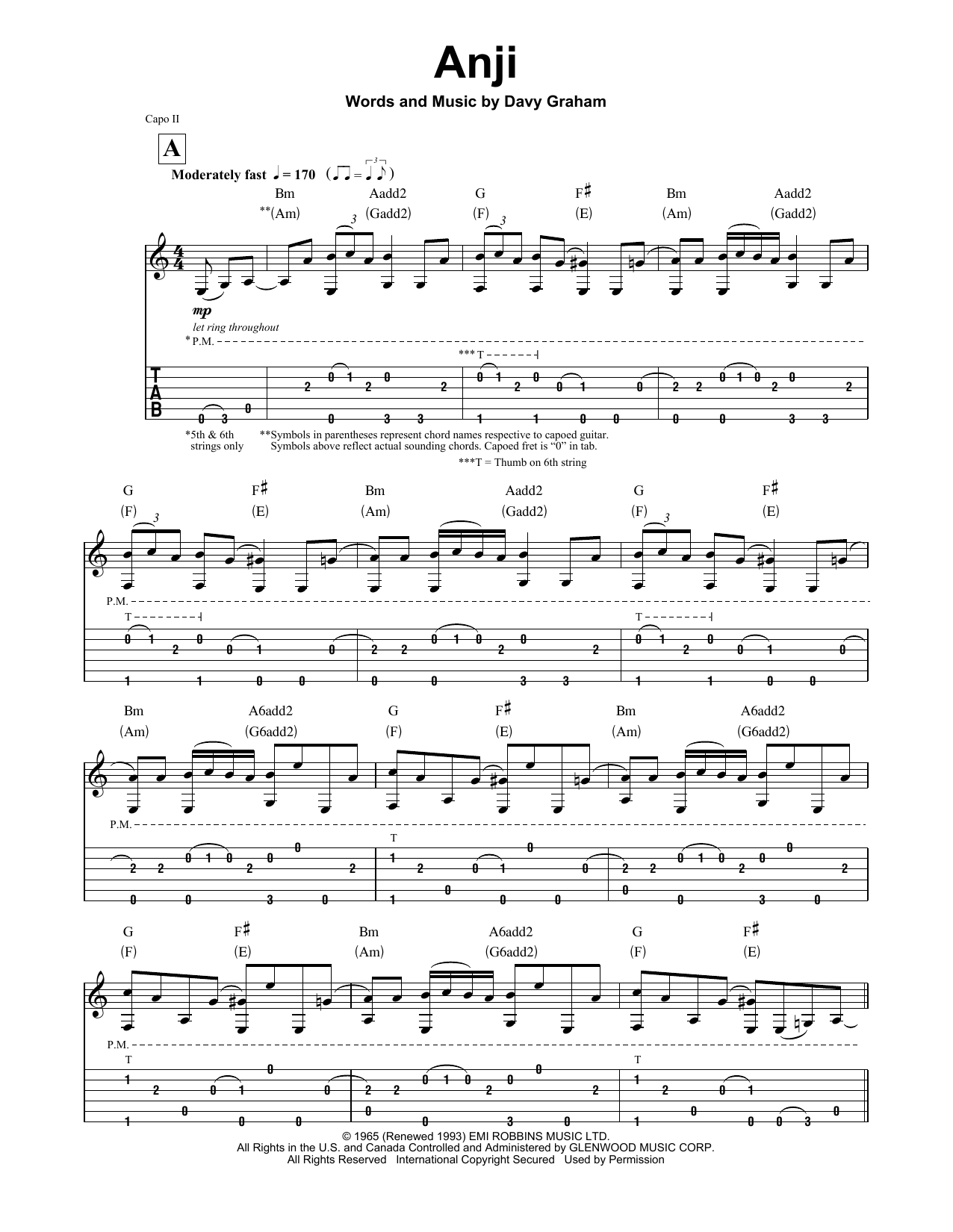 Paul Simon Anji sheet music notes and chords. Download Printable PDF.